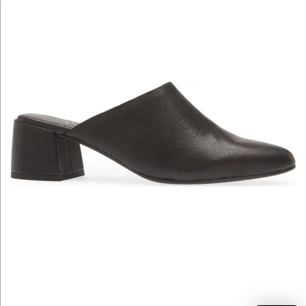 Eileen Fisher Gest Mules, black leather, size 8.5, box & dust bag included.